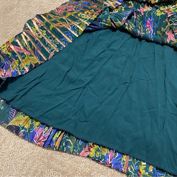 {Maeve by Anthropologie} Metallic Pleated Midi Skirt | Floral Printed Panel ~ 2 - Picture 8 of 16